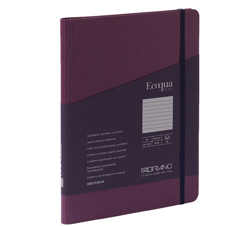 Taccuino C/Elast. Ecoqua Plus Spiral. A5 70Fg. Righe Vino Fabriano