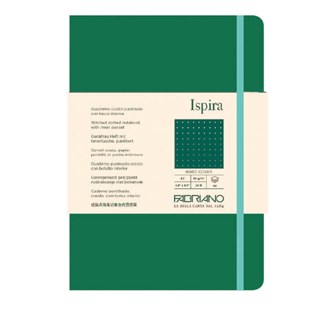 Taccuino C/Elast. Ispira Cop. Rigida F.To A5 96Fg. Puntinato Verde Fabriano
