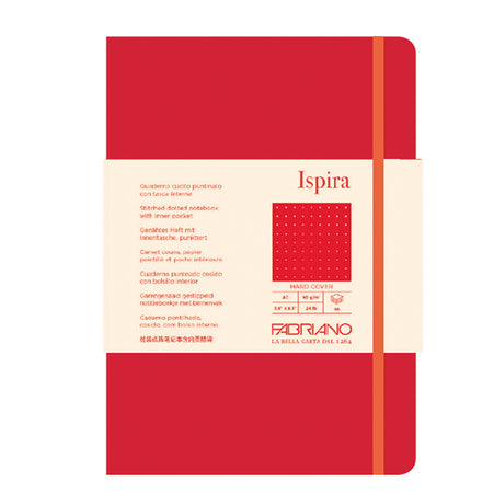 Taccuino C/Elast. Ispira Cop. Rigida F.To A5 96Fg. Puntinato Rosso Fabriano