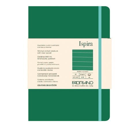 Taccuino C/Elast. Ispira Cop. Rigida F.To A5 96Fg. A Righe Verde Fabriano
