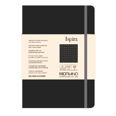 Taccuino C/Elast. Ispira Cop. Fless. F.To A5 96Fg. Puntinato Nero Fabriano