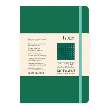 Taccuino C/Elast. Ispira Cop. Fless. F.To A5 96Fg. Puntinato Verde Fabriano