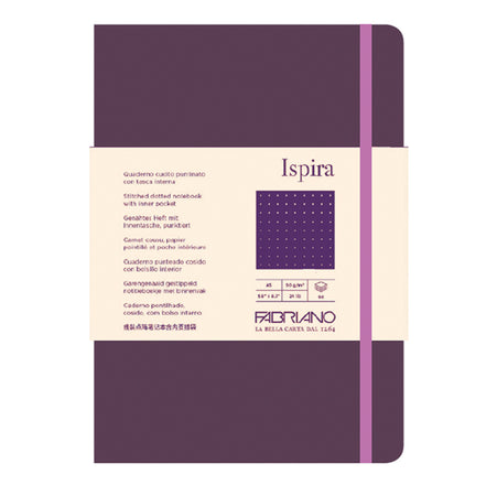 Taccuino C/Elast. Ispira Cop. Fless. F.To A5 96Fg. Puntinato Viola Fabriano