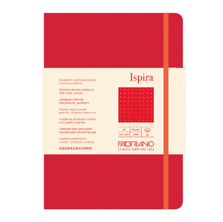 Taccuino C/Elast. Ispira Cop. Fless. F.To A5 96Fg. Puntinato Rosso Fabriano