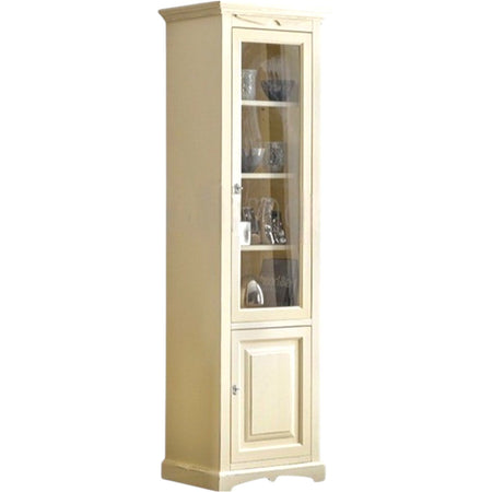MOBILI 2G - Vetrina colonna arte povera 2 ante Legno bianco anticato 68X47X220