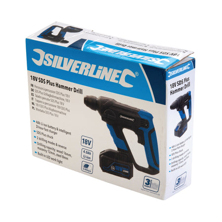 Trapano a percussione SDS Plus, Silverline  a  batterie compresa batteria  da 4,0 Ah 18 v Eternal Brico