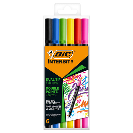 Astuccio 6 Pennarelli Intensity Dual Tip Brush Colori Assortiti Intense Bic