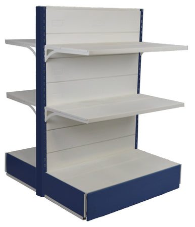 Scaffalatura per arredo negozio in metallo colore avion e bianco cm. 100x50x140h