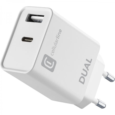 caricabatteria 20w usb + usbc bianco