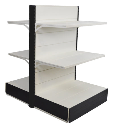 Scaffalatura da negozio in metallo per arredo centro stanza colore nero ghisa e bianco cm. 100x60x140h