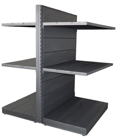Scaffale di metallo verniciato nero ghisa da negozio e punto vendita cm. 100x60x140h