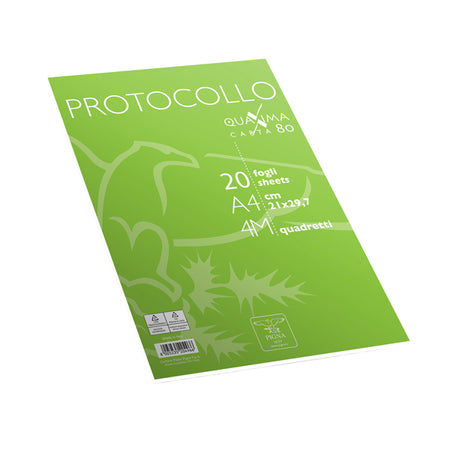 Fogli Protocollo A4 4Mm 20Fg 80Gr Pigna