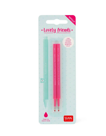 Legami, Set di 2 Refill per Penna Gel Lovely Friends - Inchiostro Rosa