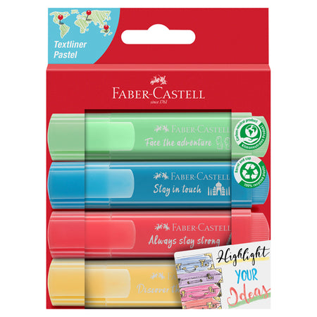 Astuccio 4 Evidenziatori Textliner 46 In Colori Ass. Pastel Faber Castell