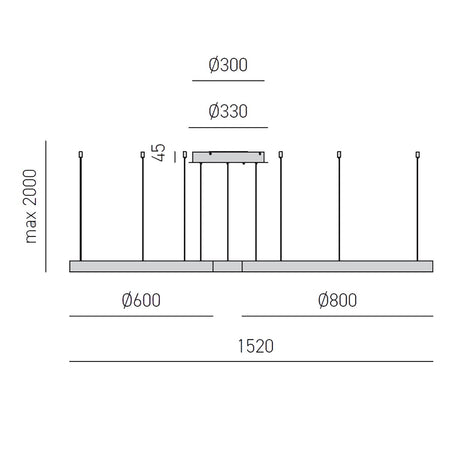 Lampadario led Gea Luce CRISEIDE S3D B 9300Lm alluminio sospensione moderna