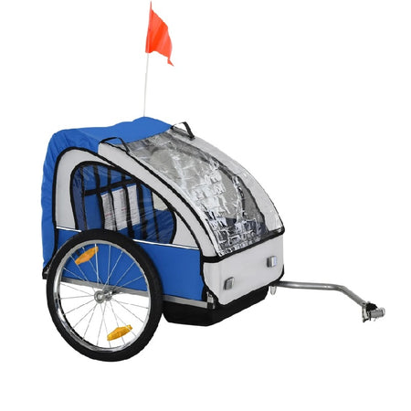 Rimorchio Bici Bambini 2 Posti Cinture di Sicurezza Telaio Acciaio e Copertura
