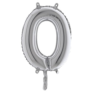 Palloncino In Mylar H.36Cm Numero ''0'' Argento Big Party