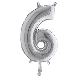 Palloncino In Mylar H.36Cm Numero ''6'' Argento Big Party