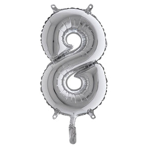 Palloncino In Mylar H.36Cm Numero ''8'' Argento Big Party