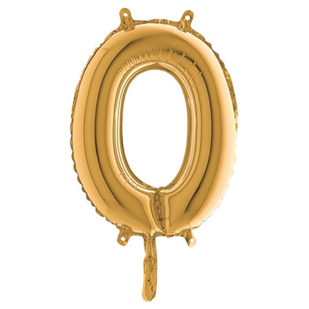 Palloncino In Mylar H.36Cm Numero ''0'' Oro Big Party