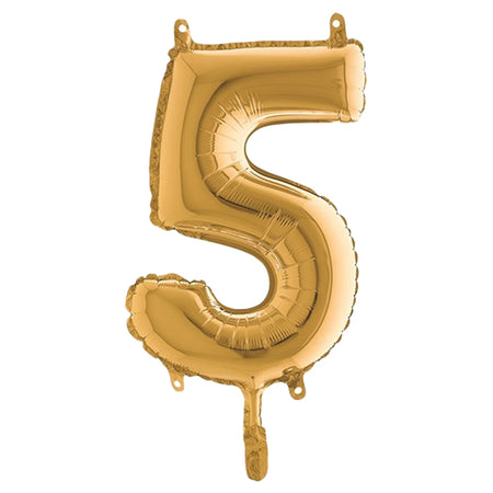 Palloncino In Mylar H.36Cm Numero ''5'' Oro Big Party