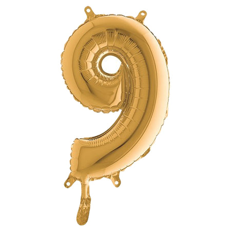 Palloncino In Mylar H.36Cm Numero ''9'' Oro Big Party
