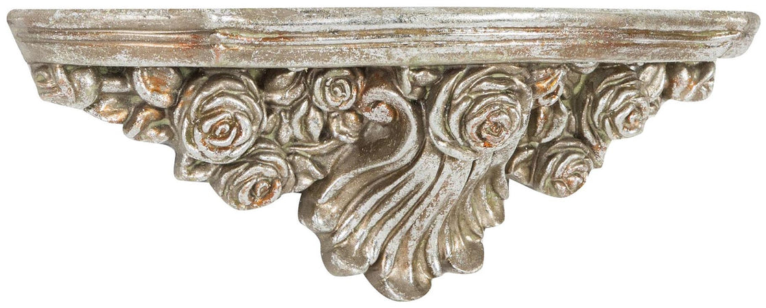 Biscottini Mensola in resina finitura argento anticato L43xPR14xH14 cm angelo stile barocco