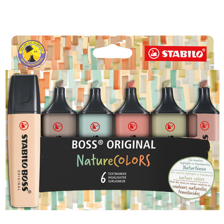 Astuccio 6 Evidenziatori Stabilo Boss Naturecolors