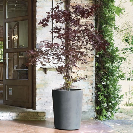 Vaso per fiori - DEROMA - Millennium R - Grigio cenere - Con riserva d'acqua - Altezza 53 cm