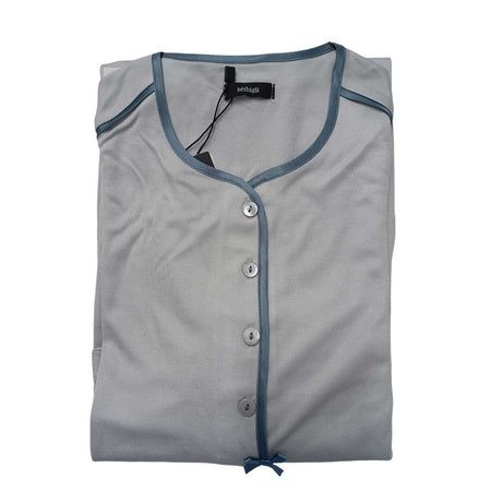 Camicia da notte donna Bisbigli Très Chic, Serie 13, manica lunga con Serafino, tessuto modal 100%, Made in Italy