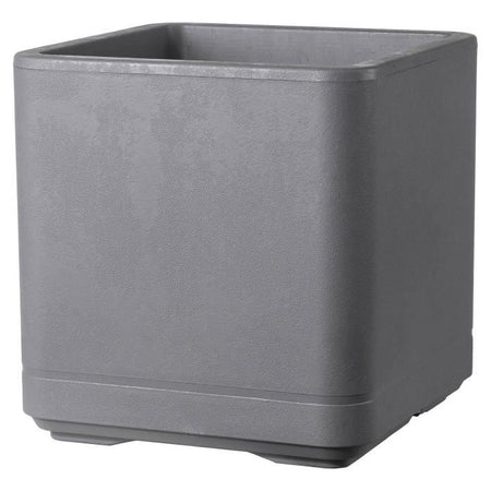 Vaso da fiori Cube - DEROMA - Cosmo - Grigio cenere - Autoirrigante - Ruote - 38 cm