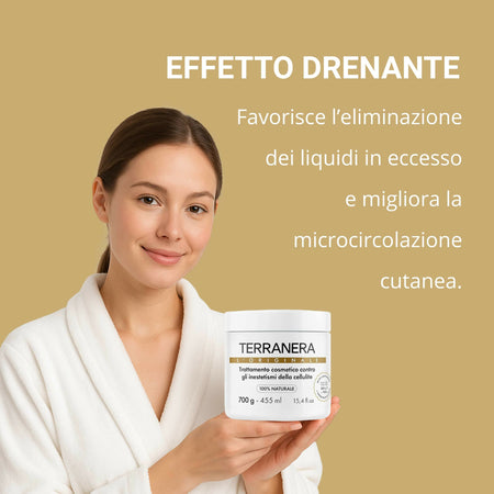 Fango Anticellulite Drenante – Effetto Tonificante e Levigante per Pelle più Liscia e Compatta | Sensazione di Freschezza con Formula Idratante | Facile da Applicare e Risciacquare - Terranera 500gr