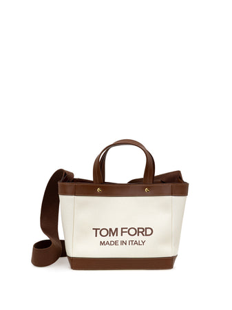 Tom Ford Borsa T-Screw Tote in Canvas Beige da donna