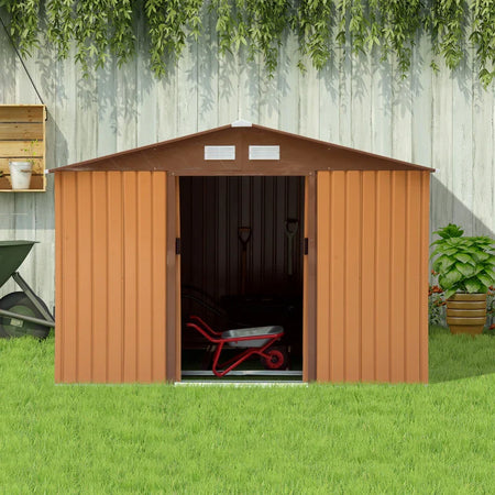 casetta utensili attrezzi esterno giardino casa armadio capanno box deposito 277x195x192cm, Gialla MJ6845-031YLMJ6