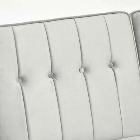 Divano Letto 3 Posti con Poggiapiedi e Schienale Reclinabile, Rivestimento Velluto e Seduta Imbottita, 218x85x86 cm, Grigio Chiaro 839-070V00LG