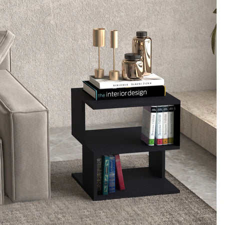 Tavolino basso Caffè in Legno Salvaspazio Nero 40x41x43 KJ5833-619BKKJ5 , soggiorno salotto basso nero bianco marrone grgio design moderno sala moderno alto divano camera legno vetro rotondo