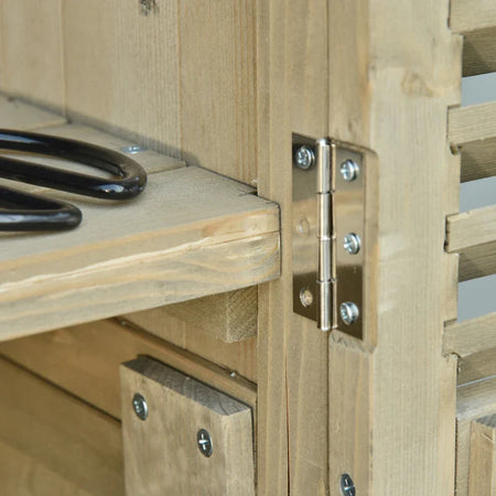Casetta in Legno da Giardino con Tetto Impermeabile, Armadio da Esterno Porta Attrezzi da Giardino con 4 Scompartimenti, 87x46.5x160cm ZX2845-215GYZX2