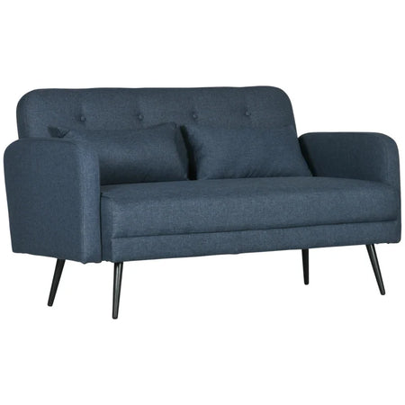 Divano in Tessuto e 2 Cuscini 135x75x82cm Blu Scuro BN2839-758V02DBHJ2 , soggiorno salotto angolare ad angolo nero bianco marrone grigio beige basso contenitore clic clac design moderno letto divani sala studio ufficio grande