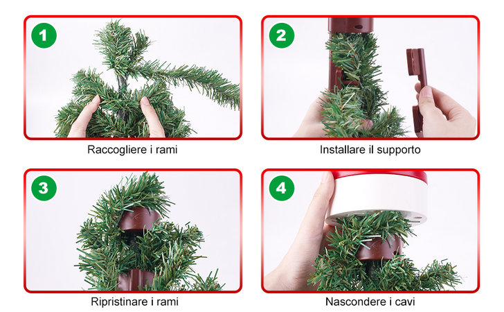 Puntale per albero di Natale con luci Led, suono e movimento per decorazioni natalizie