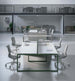 Bench con gambe ad anello e pannello divisorio, per due operatori cm. 140/160/180x164x73/107,3h