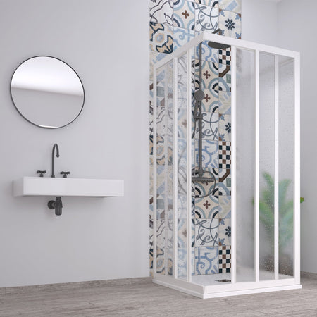 Box doccia 3 Lati "Acril" in Acrilico con profili in PVC apertura centrale riducibile "Made in Italy"
