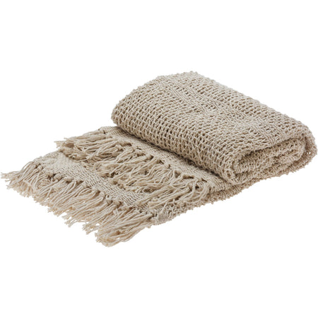 Coperta decorativa leggera trama larga con frange in cotone per letto e divano 170 cm