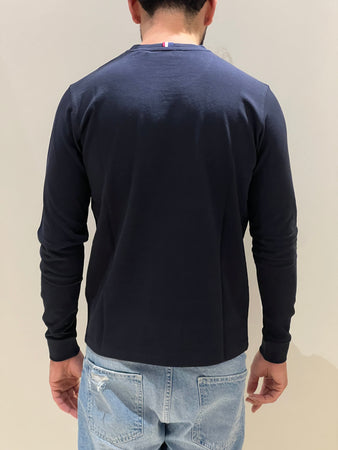 T-shirt manica lunga nido d'ape blu