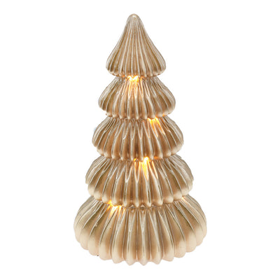 Albero decorativo in resina color oro con luci Led per decorazione natalizie 33 cm