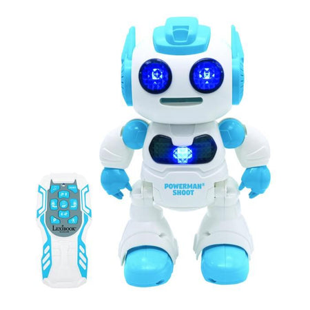 Robot programmabile Powerman Shoot con danza, musica, demo - Telecomando e dischi in schiuma inclusi.