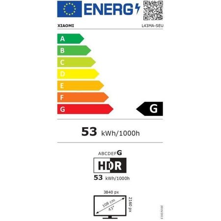 Xiaomi L43MA-SEU - TV LED 43 (108 cm) - 4K UHD 3840x2160 - HDR - Google TV - 3xHDMI - WiFi