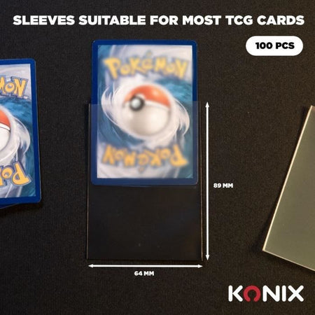 Bustine protettive per carte - KONIX - Bustine perfette - 100 tasche - Compatibile con Magic The Gathering, Pokémon - Trasparente