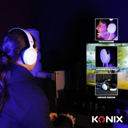 Cuffie da gioco over-ear - KONIX - Nexus PS5 - Altoparlanti da 40 mm - Microfono integrato - Cavo da 1,5 m