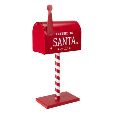 Mailbox in metallo colore rosso con decorazioni natalizie 50 cm