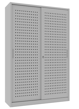 Armadio archivio documenti con struttura metallica e ante forate scorrevoli cm. 150x45x200H